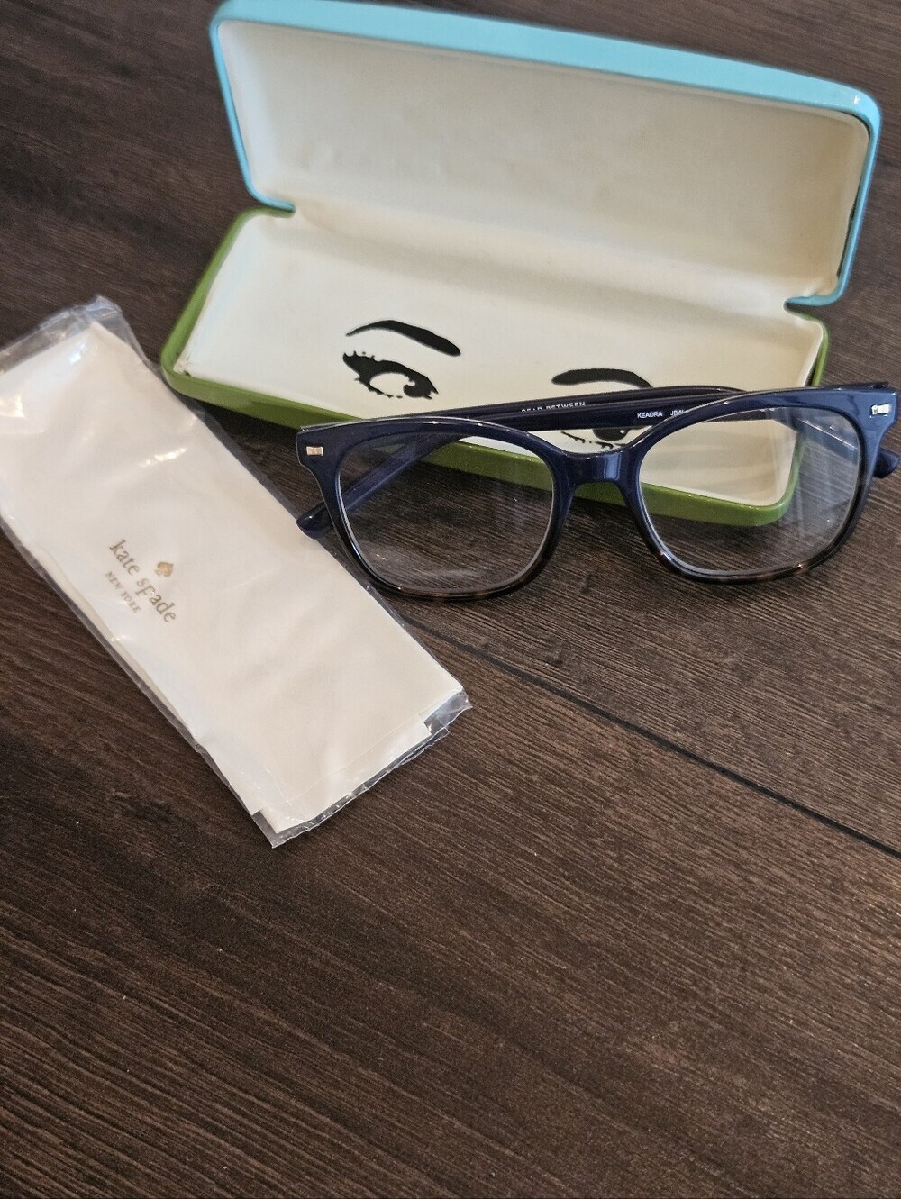 Kate Spade Keadra Blue Havana +1.00 Readers w/ Case & Cloth Rx Ready